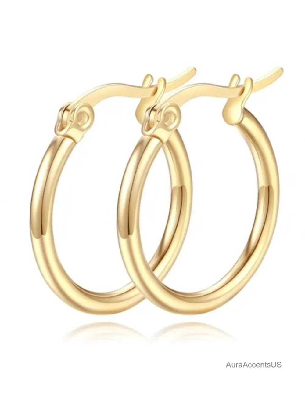 14K Gold Plated Hoop Earrings for Women with Cubic Zirconia